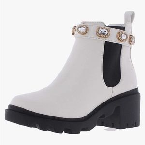 Sugar White Ankle Boots with Black Sole